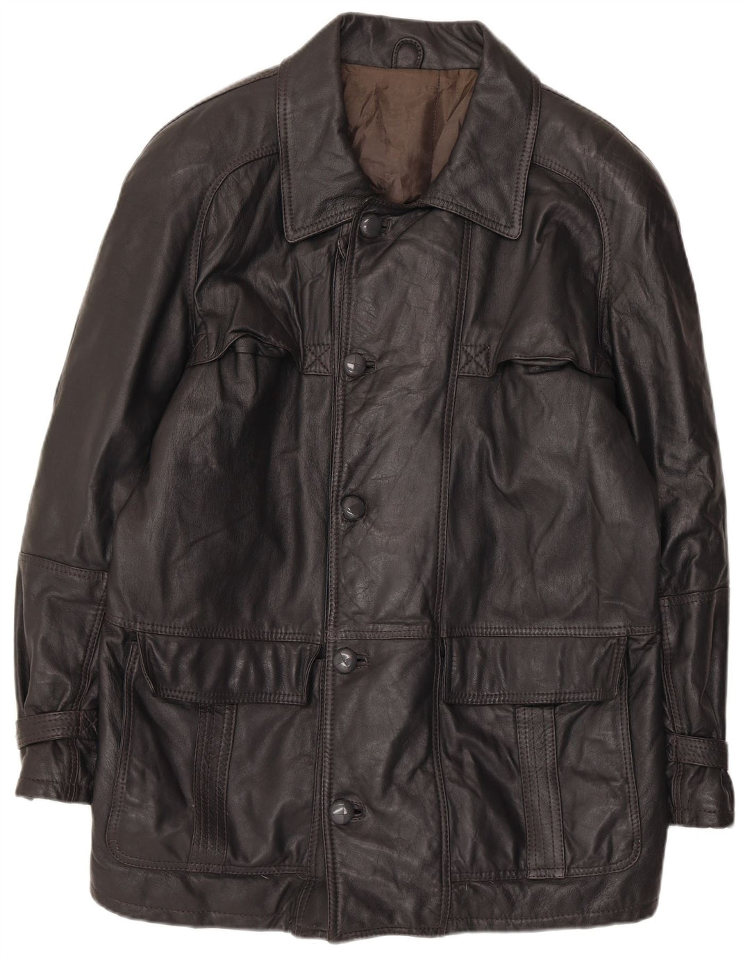 Vintage Mens Leather Jacket IT 52 XL Grey