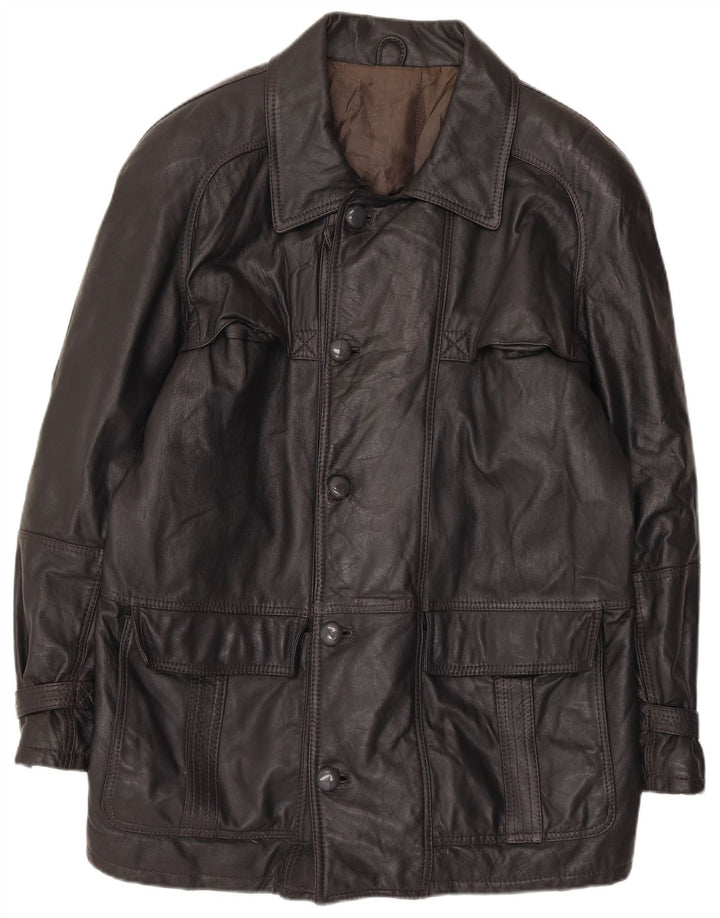 Vintage Mens Leather Jacket IT 52 XL Grey