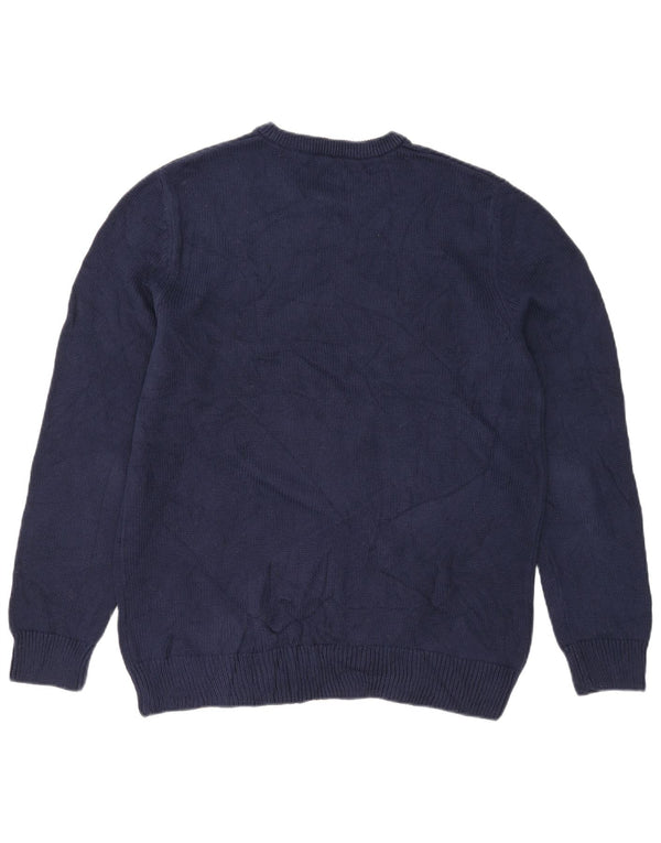 Chaps Mens Crew Neck Jumper Sweater Medium Navy Blue Cotton