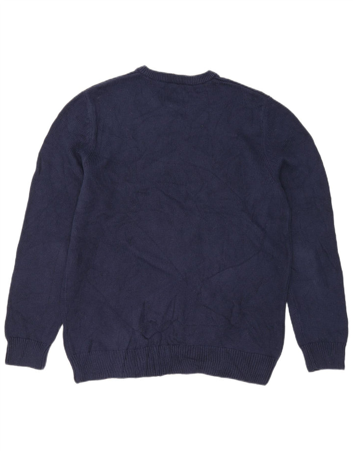 Chaps Herren-Pullover mit Rundhalsausschnitt, mittlere marineblaue Baumwolle