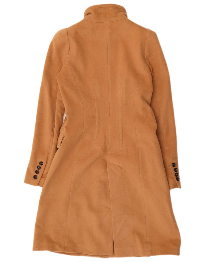 ZARA Womens Double Breasted Coat UK 12 Medium Brown Wool