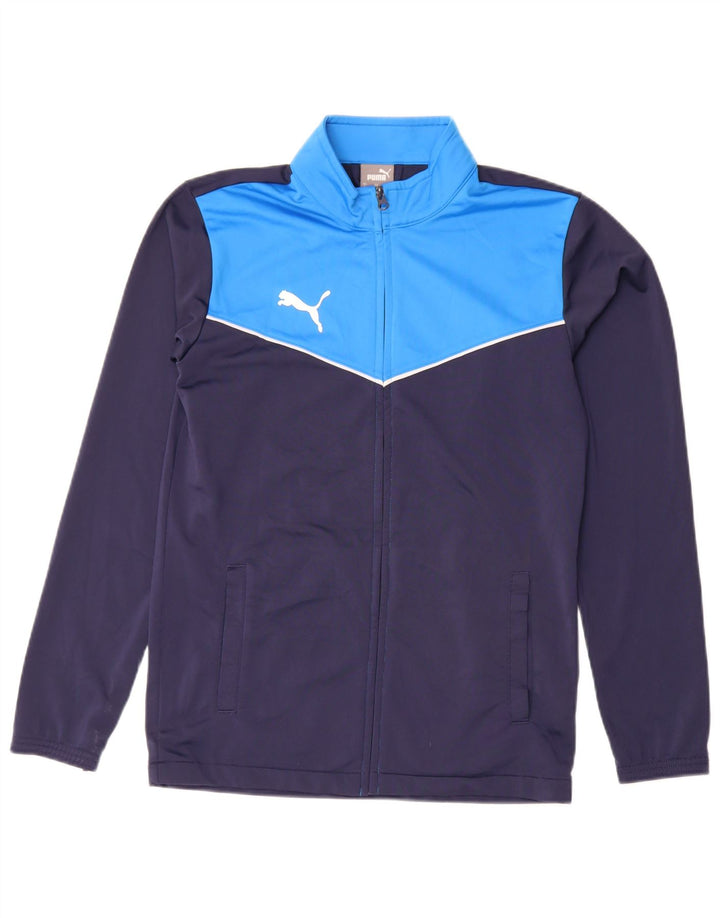 Giacca da ginnastica da uomo Puma Small in poliestere color block blu navy