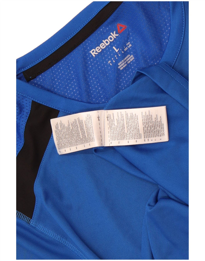 Reebok Womens T-Shirt Top UK 16 Large Blue Colourblock Polyester
