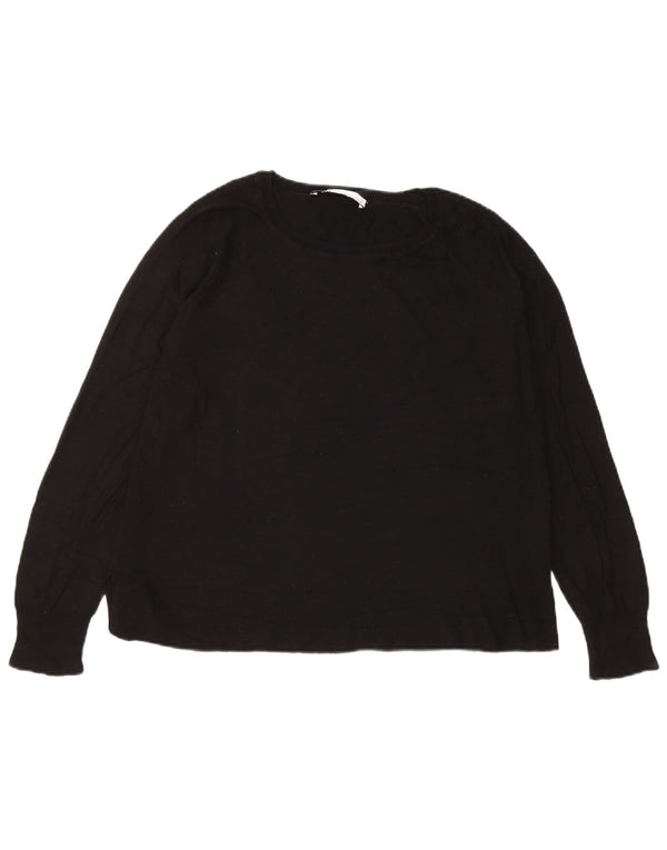 Zara Womens Boat Neck Jumper Sweater UK 14 Medium Black