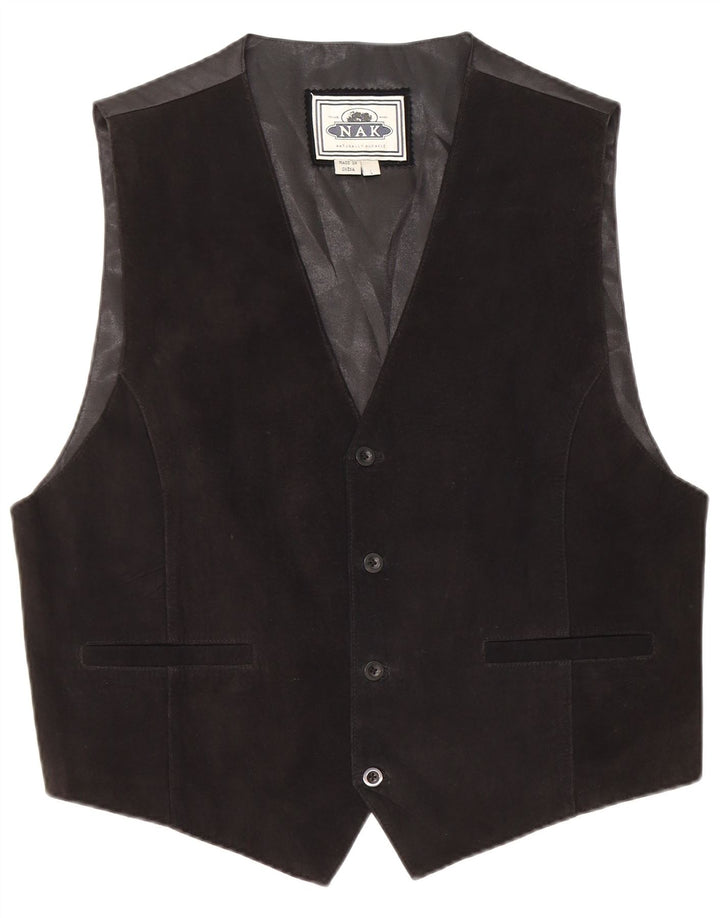 gilet en cuir homme vintage grand noir