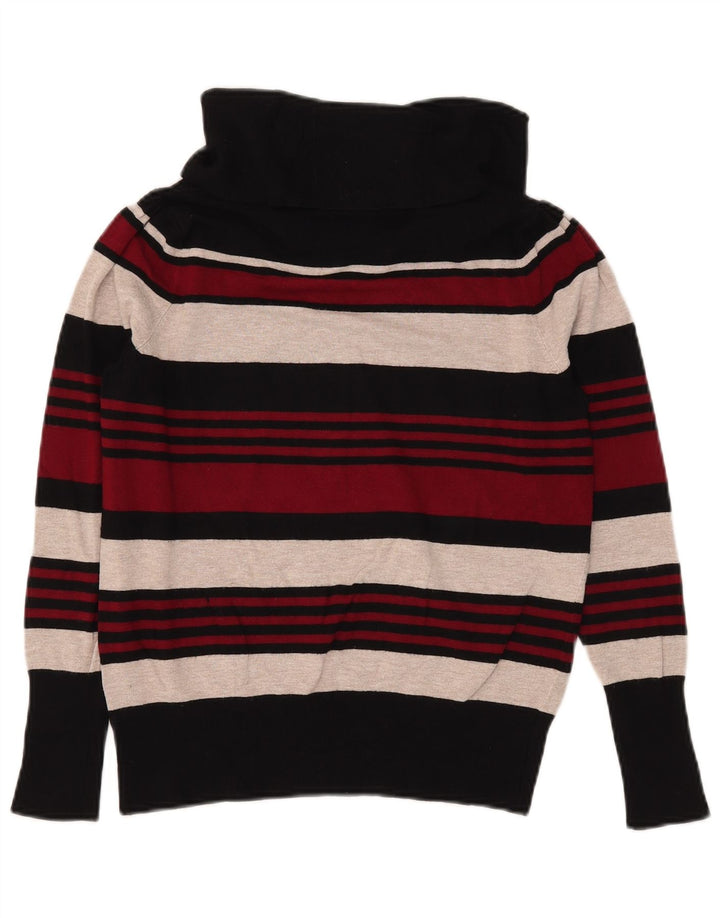 Marks & Spencer Womens Roll Neck Jumper Sweater UK 16 Large Red Striped