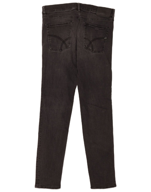 Gas Mens Distressed Slim Jeans W33 L34 Black Cotton