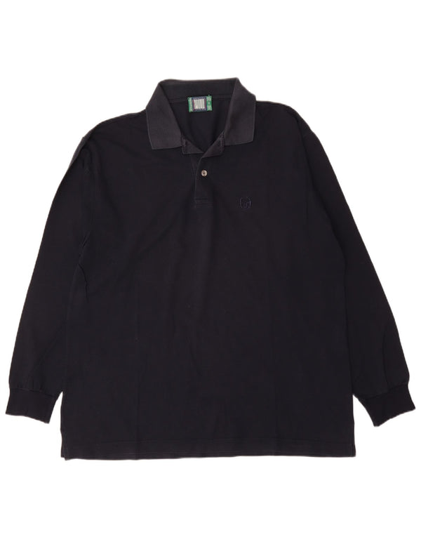 Sergio Tacchini Polo de manga larga para hombre IT 54 XL Algodón azul marino