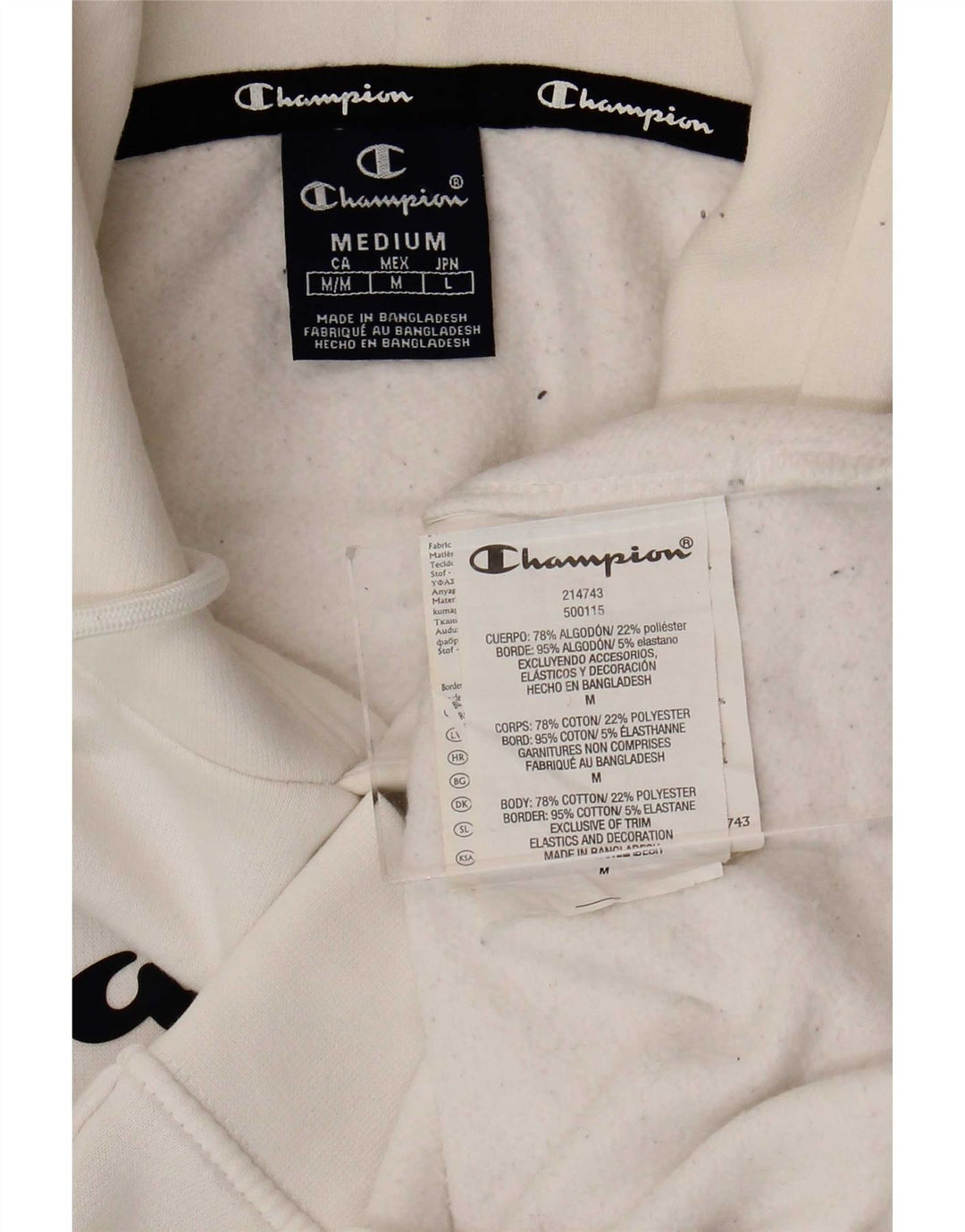 Maglione con cappuccio grafico da uomo Champion in cotone bianco medio