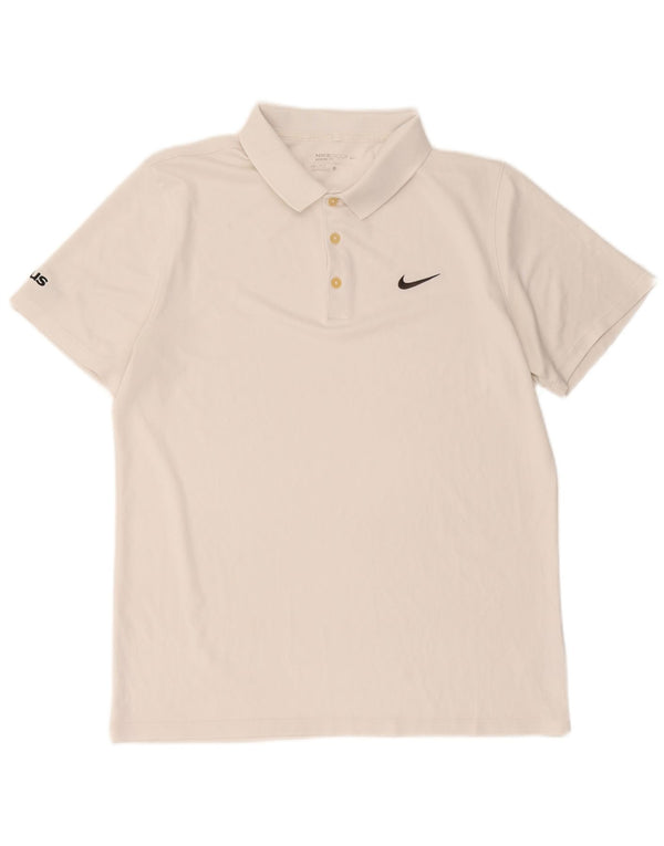 Nike Mens Dri Fit Polo Shirt Large White Polyester