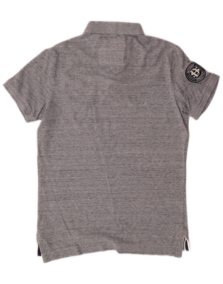 SUPERDRY Mens Polo Shirt Medium Grey Flecked Cotton