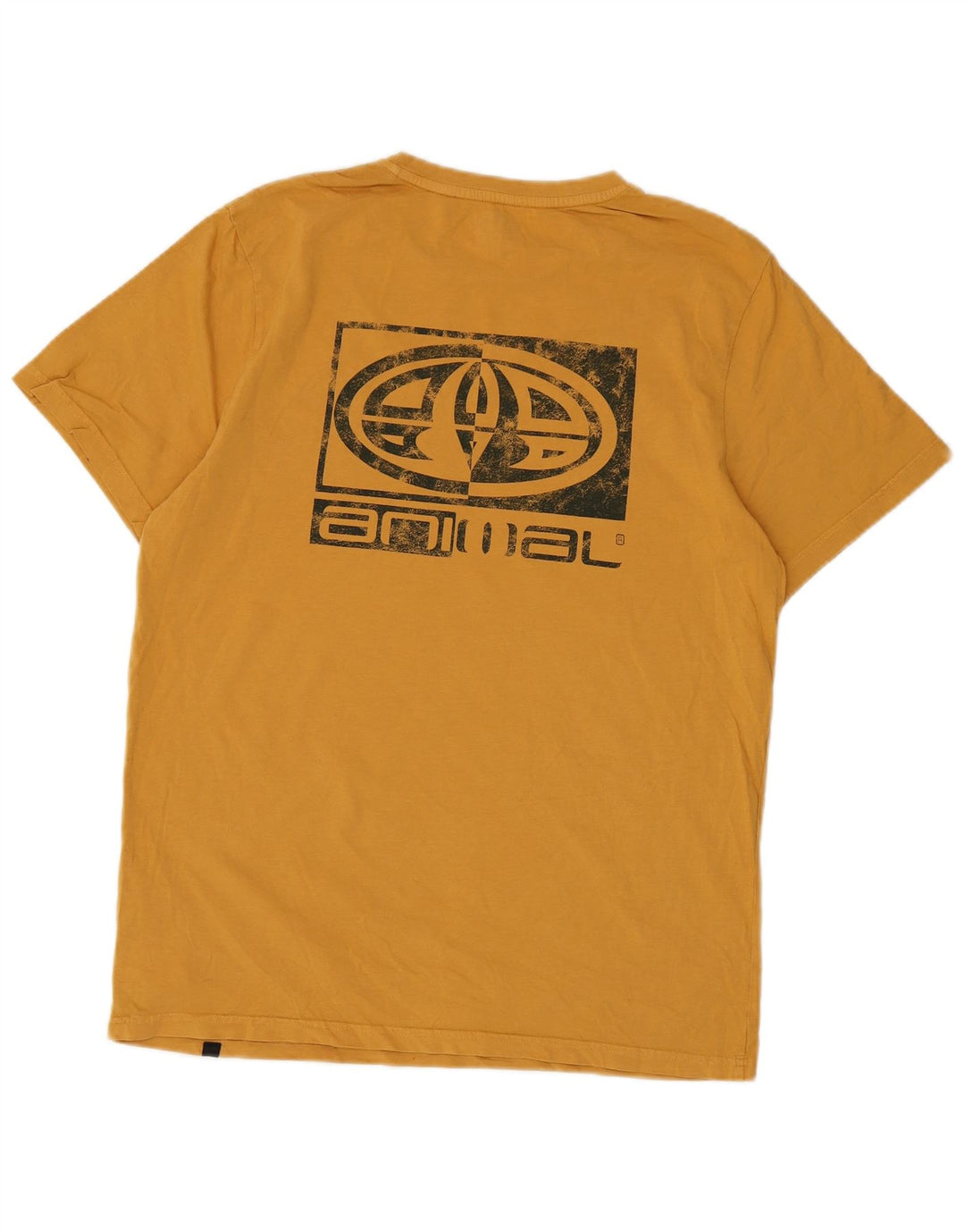 Animal Mens Graphic T-Shirt Top Medium Yellow Cotton