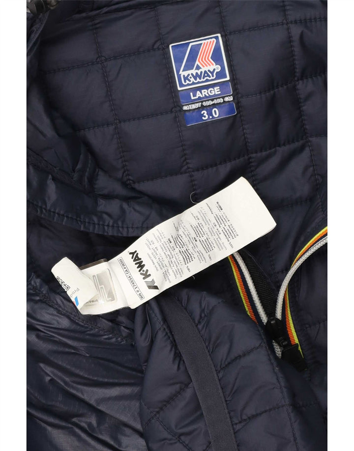 K-Way Veste matelassée à capuche pour homme UK 40 Large Bleu Marine Polyamide