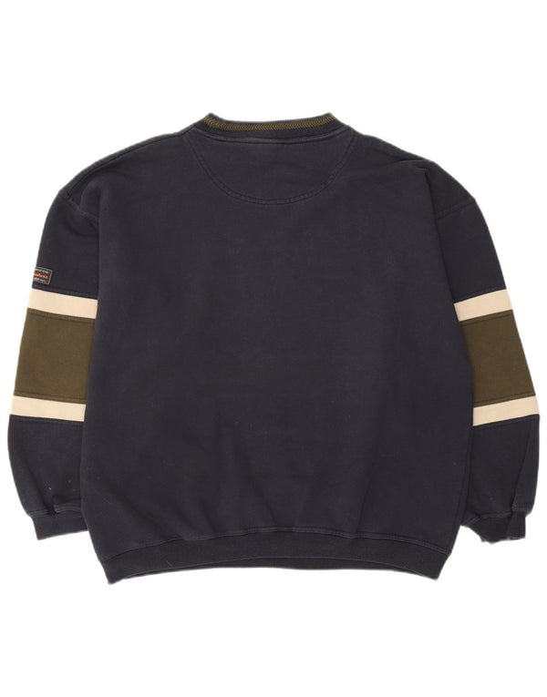 Canda Mens Graphic Sweatshirt Jumper Large Navy Blue Colourblock Cotton