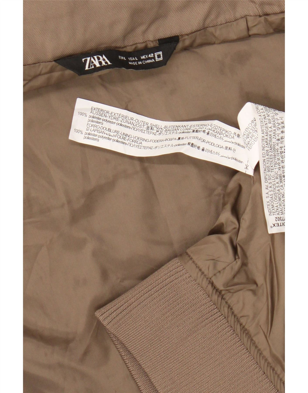 Giubbotto bomber da uomo Zara UK 40 grande poliestere beige