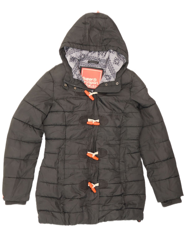 Giacca imbottita con cappuccio da donna Superdry UK 14 Poliestere grigio medio