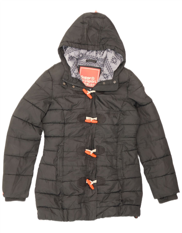 Giacca imbottita con cappuccio da donna Superdry UK 14 Poliestere grigio medio