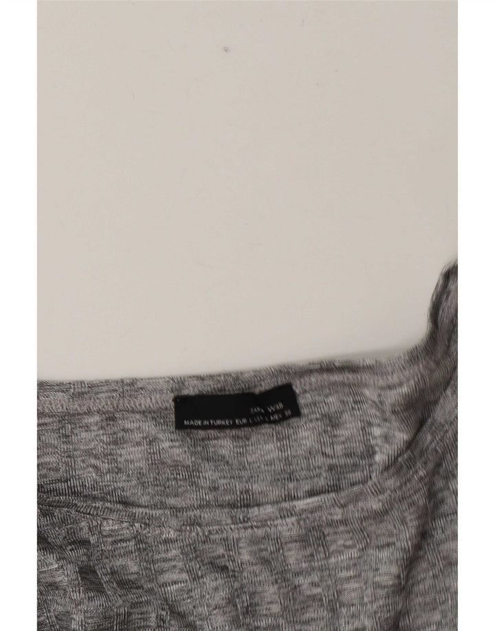 Zara Mujer Top Manga Larga UK 46 Grande Gris