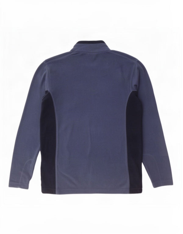 Suéter de lã masculino Columbia com zíper e gola média azul colorblock