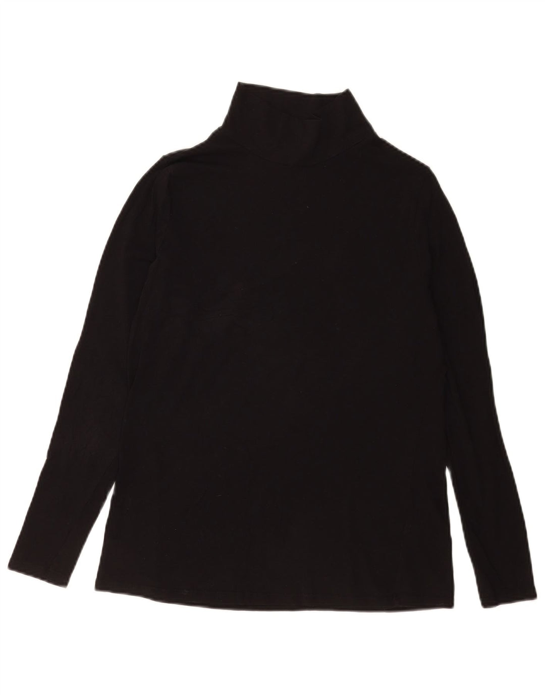 Marks & Spencer Womens Top Long Sleeve UK 14 Medium Black Cotton