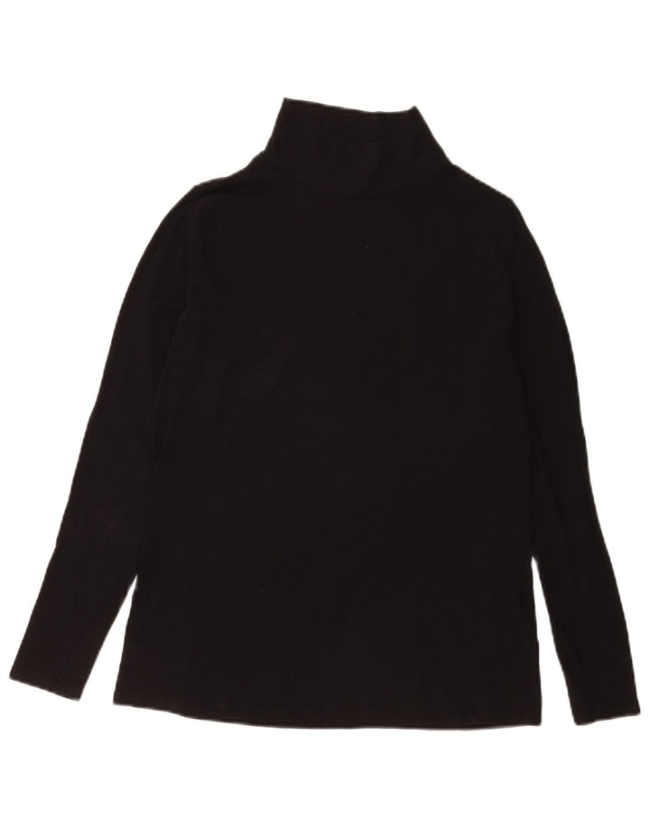 Marks & Spencer Womens Top Long Sleeve UK 14 Medium Black Cotton