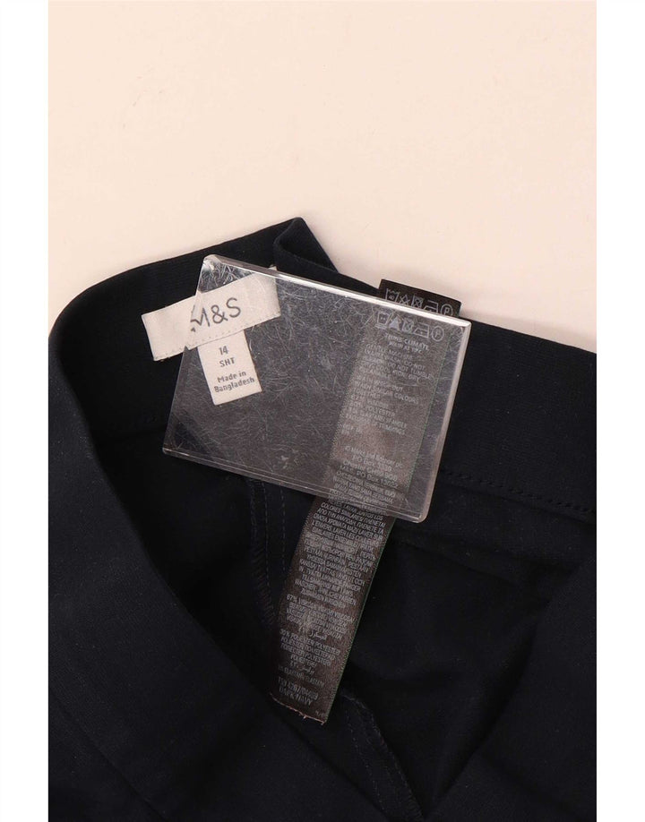 Marks & Spencer Womens Cropped Trousers UK 14 Medium W30 L25 Navy Blue