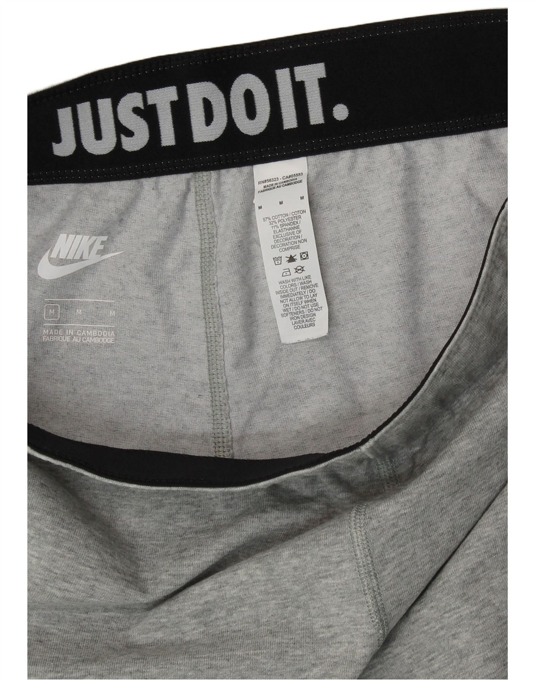 NIKE Womens Graphic Leggings UK 12 Medium  Grey Cotton