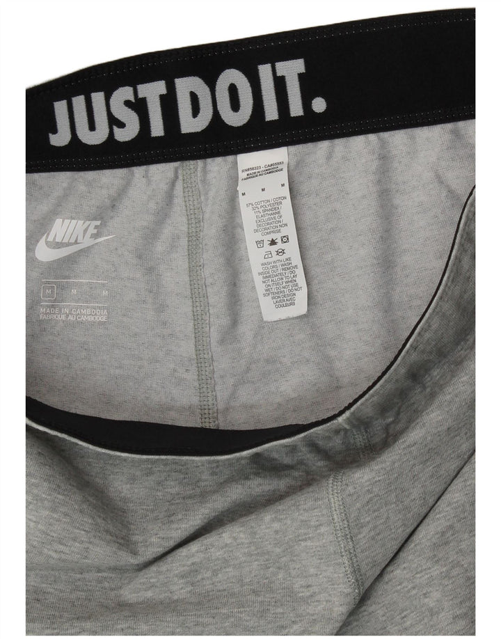 NIKE Womens Graphic Leggings UK 12 Medium  Grey Cotton