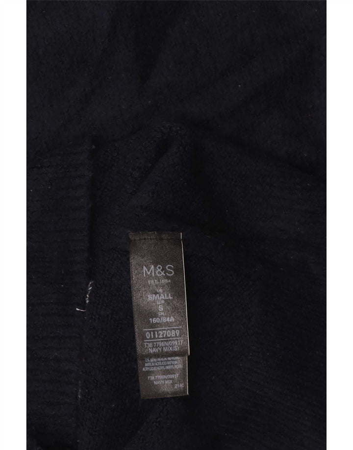 Marks & Spencer Womens Turtle Neck Jumper Sweater UK 10 Small Navy Blue