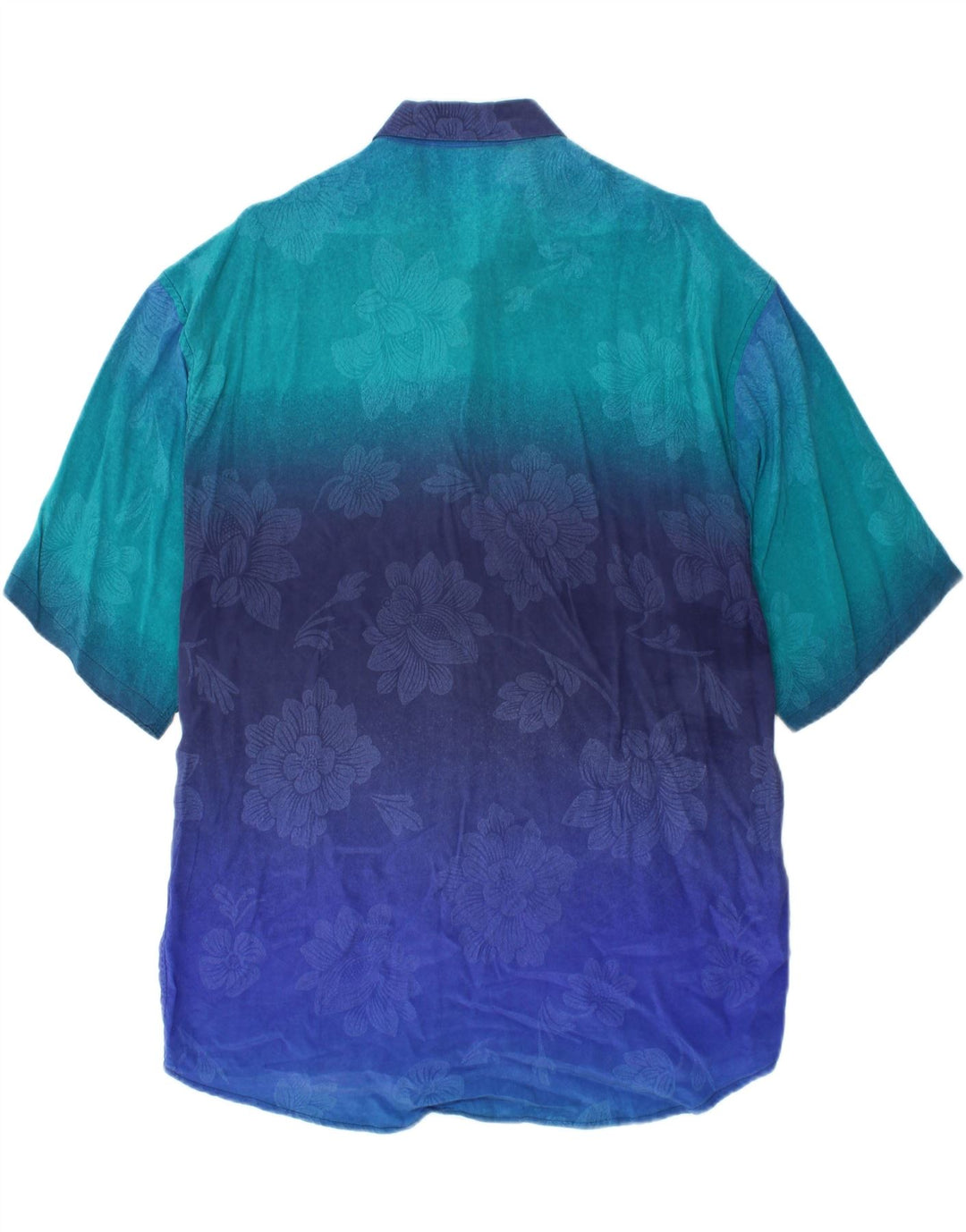 MESSORI Mens Short Sleeve Shirt Large Blue Floral