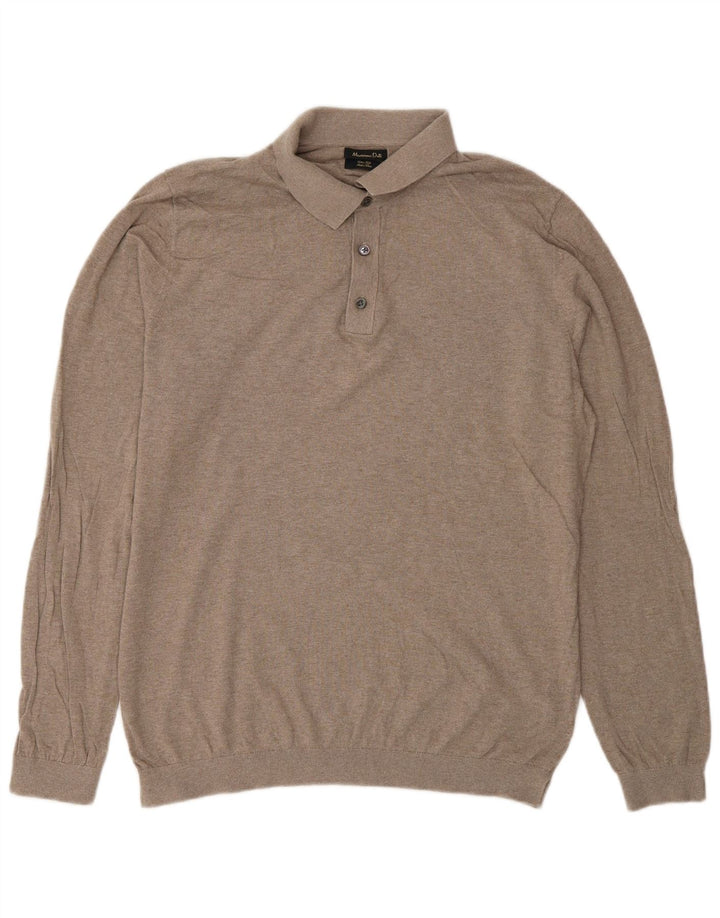 Massimo Dutti Maglione da uomo con collo alto in cotone beige medio