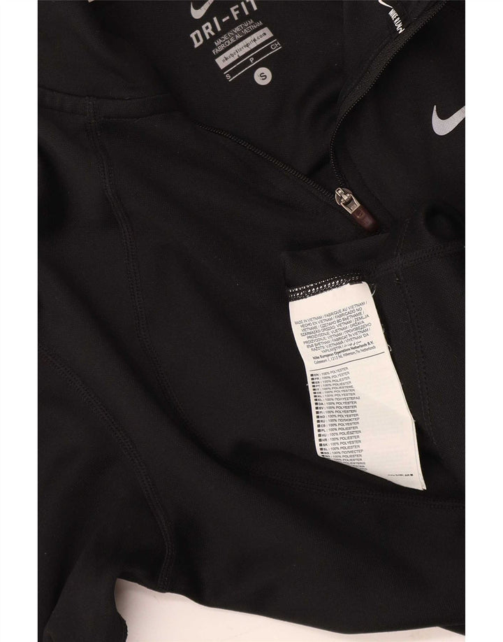 Nike Womens Dri Fit Zip Neck Pullover Tracksuit Top UK 10 Small Black