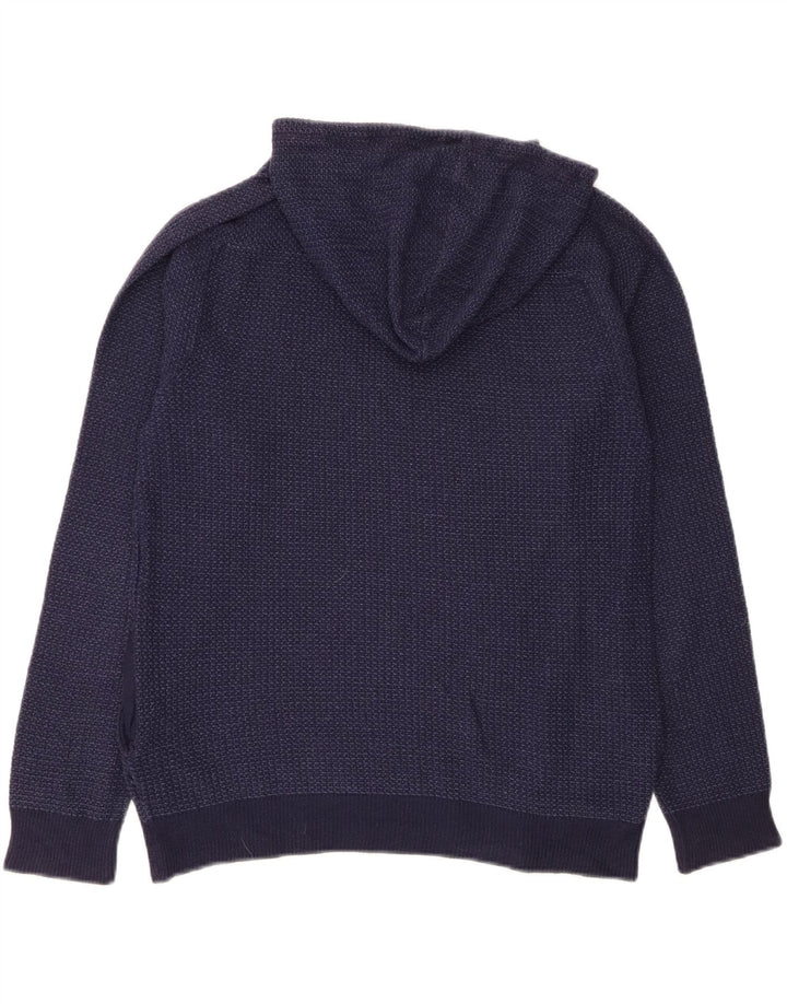 ZARA Mens Hooded Sweater Large Navy Blue Vintage Zara and Second-Hand Zara from Messina Hembry 