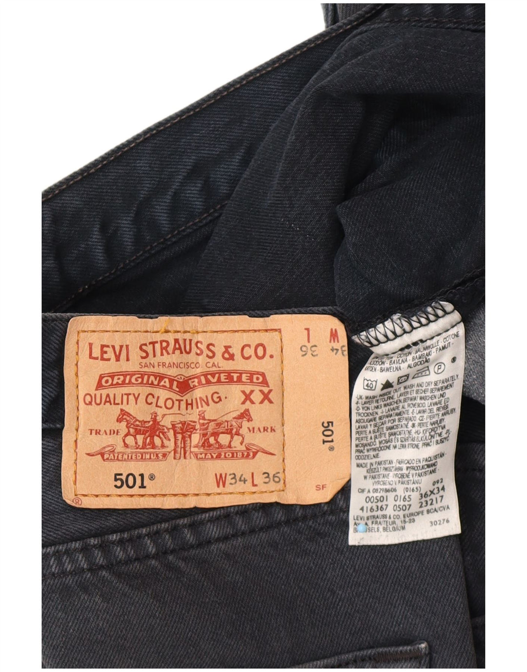 LEVI'S Pantaloncini di jeans 501 da uomo W34 Large Blu Navy Cotone
