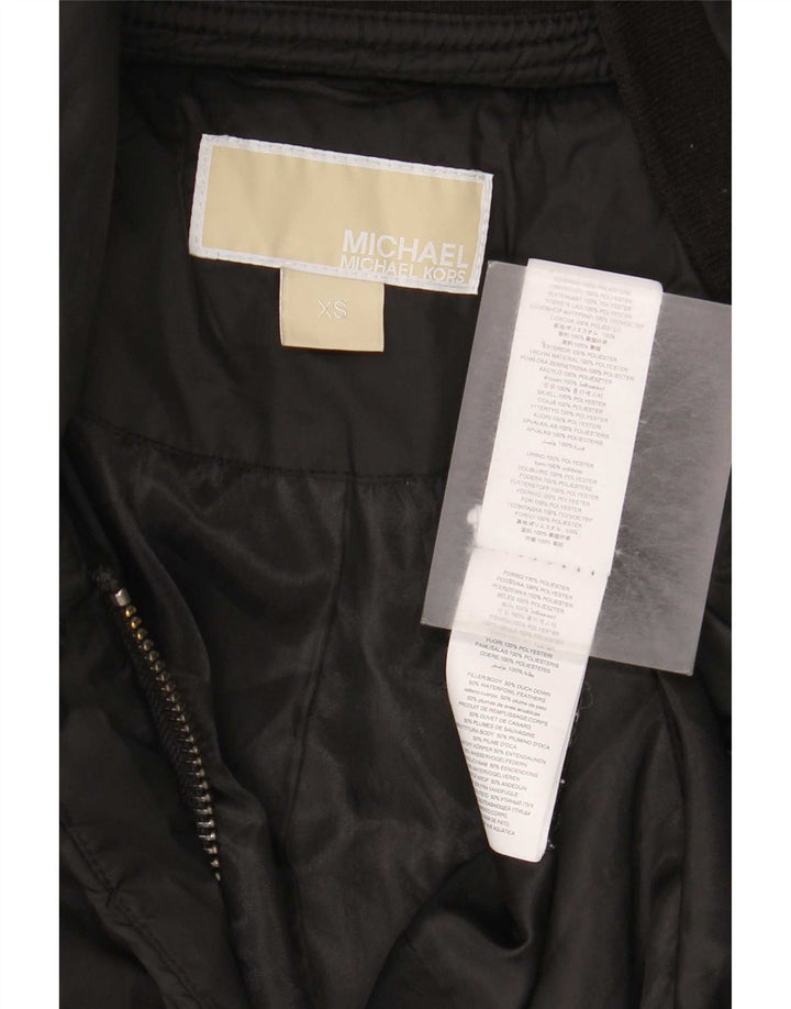 Michael Kors Womens Hooded Oversized Padded Coat UK 6 XS Black Polyester