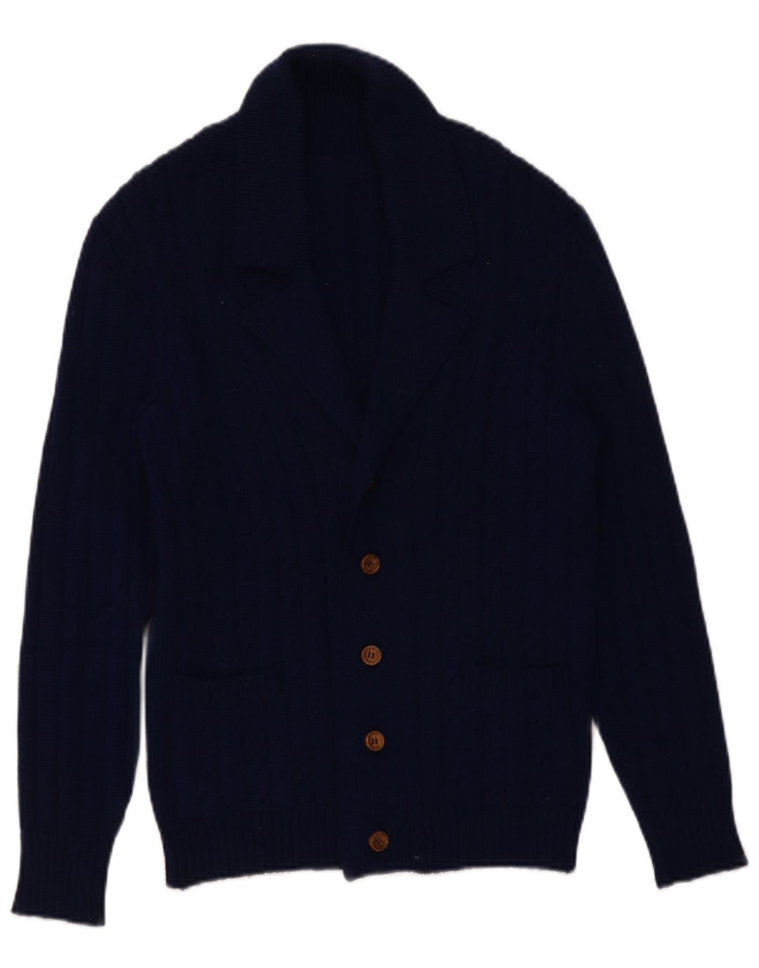 Maglione cardigan da uomo vintage piccolo blu navy