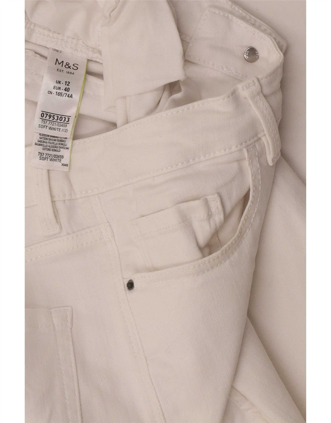 Marks & Spencer Womens Cropped Jeans UK 12 Medium W28 L23 White Cotton