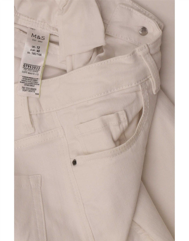 Marks & Spencer Womens Cropped Jeans UK 12 Medium W28 L23 White Cotton
