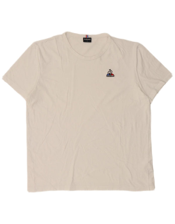 Le Coq Sportif Mens T-Shirt Top Large White Cotton