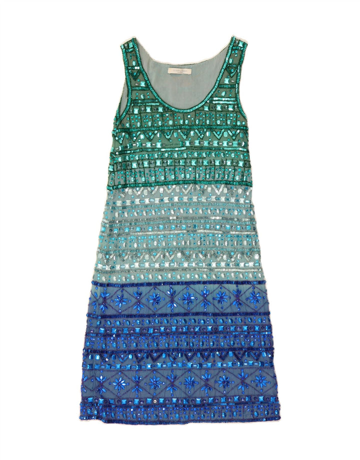 GUESS Womens Sleeveless A-Line Dress IT 42 Medium Green Colourblock Vintage Guess and Second-Hand Guess from Messina Hembry 