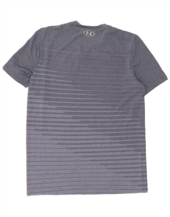 Under Armour Mens Heat Gear T-Shirt Top Medium Blue Striped