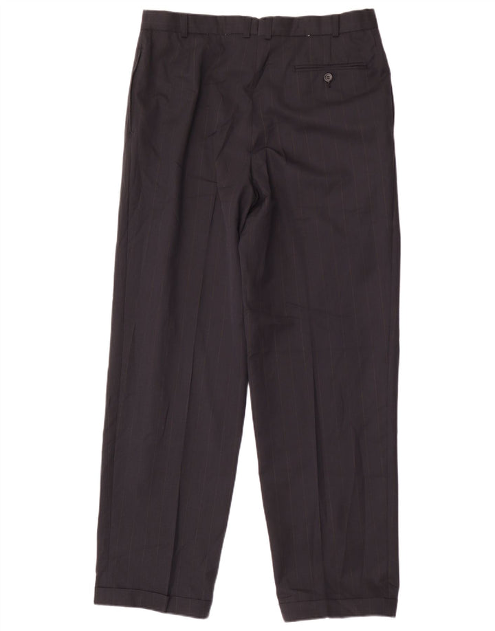 Pantaloni da abito con pegging da uomo Marks & Spencer W36 L31 poliestere blu navy