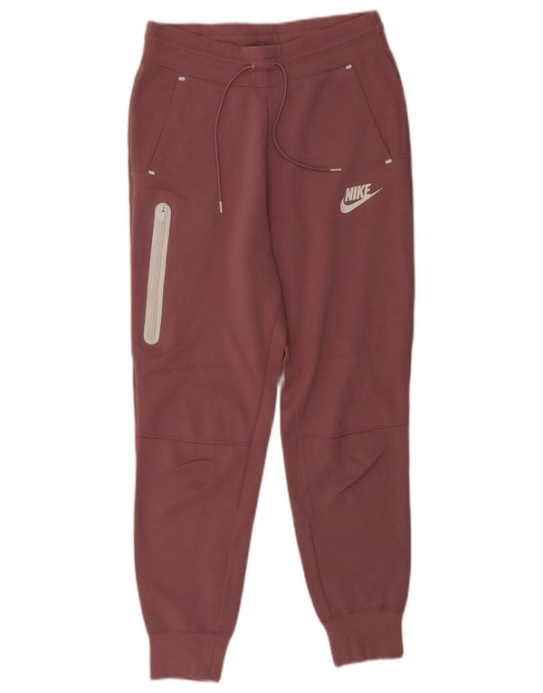 Nike Womens Crop Tracksuit Trousers Joggers UK 10 Small Pink Colourblock