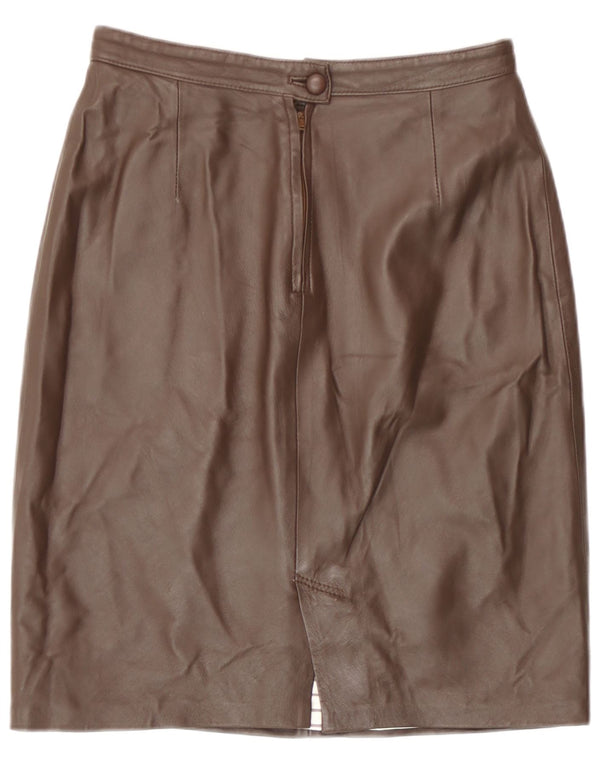 Vintage Womens Leather Skirt EU 40 Medium W28 Brown