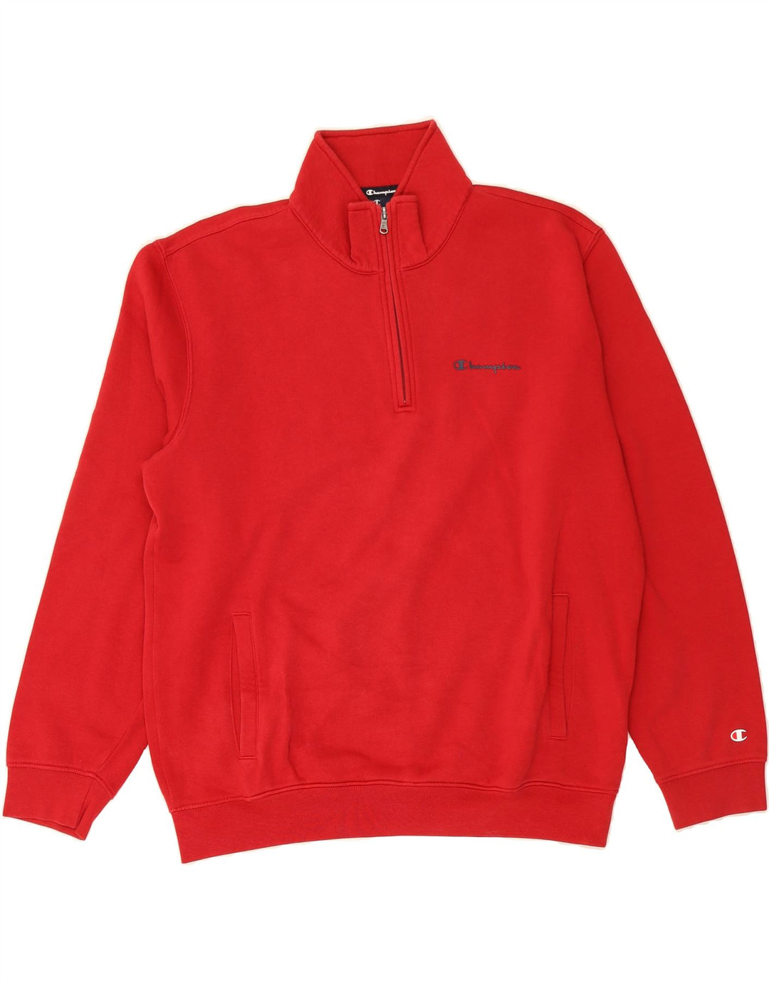 CHAMPION Mens Zip Neck Sweatshirt Jumper XL Red Cotton Vintage Champion and Second-Hand Champion from Messina Hembry 
