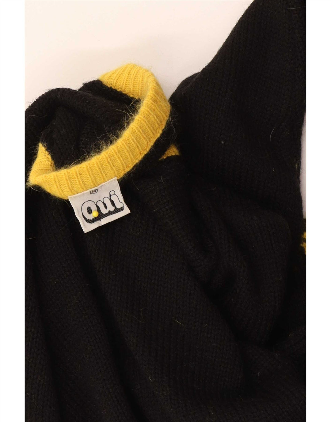 Oui Womens V-Neck Jumper Sweater UK 14 Medium Black Colourblock