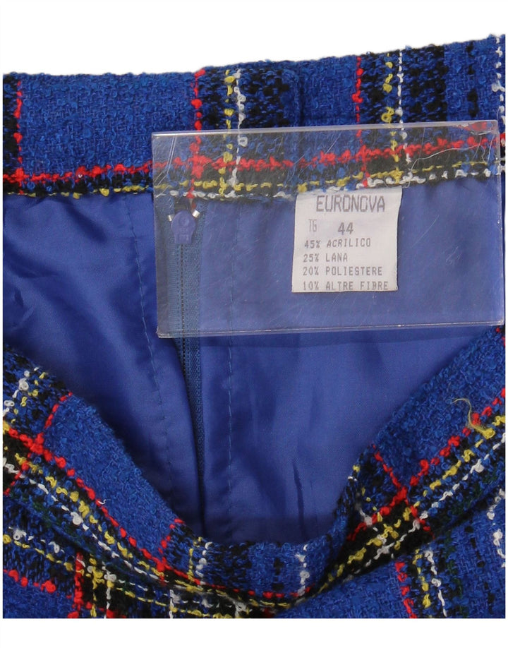 Euronova Womens Mini Skirt IT 44 Medium W28 Blue Check Acrylic
