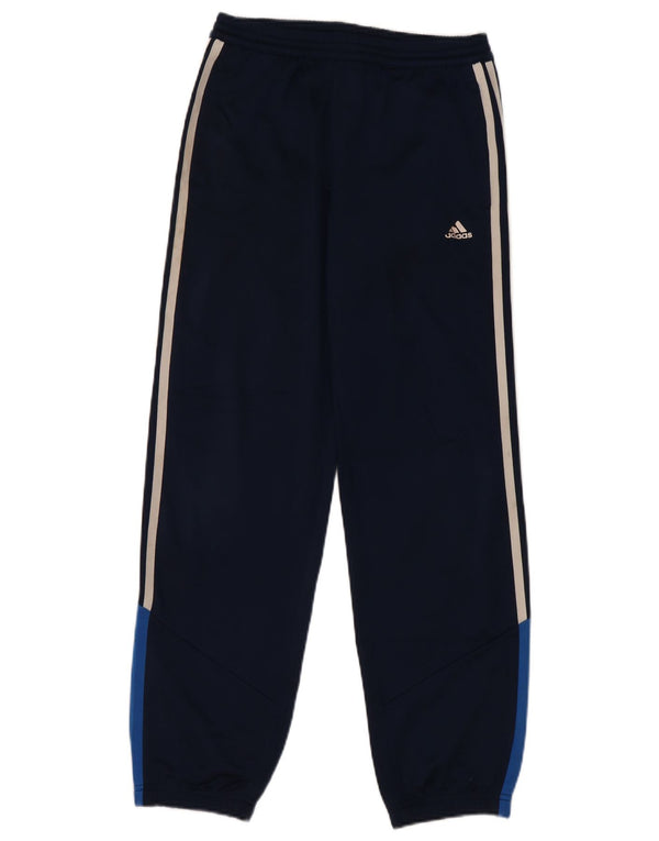 Adidas Boys Tracksuit Trousers Joggers 11-12 Years Navy Blue Colourblock