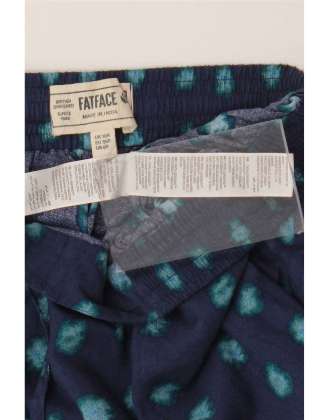 Fat Face Womens Abstract Pattern Trousers UK 10 Small W30 L27 Blue