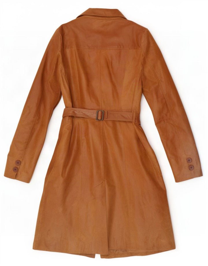 Abrigo de cuero vintage para mujer IT 46 Marrón grande